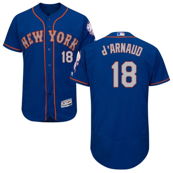 Men's Majestic New York Mets #18 Travis d'Arnaud Royal/Gray Flexbase Authentic Collection MLB Jersey - Ujersey