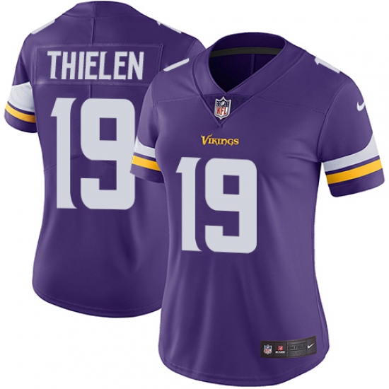 Women's Nike Minnesota Vikings #19 Adam Thielen Purple Team Color Vapor Untouchable Limited Player NFL Jersey - Ujersey