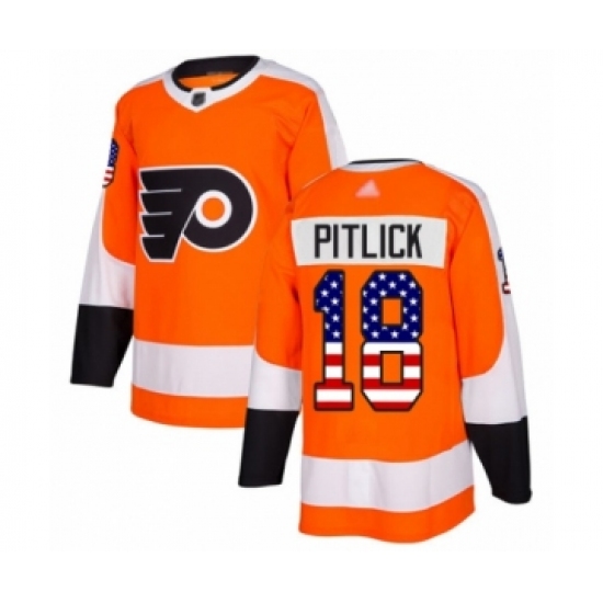 Men's Philadelphia Flyers #18 Tyler Pitlick Authentic Orange USA Flag Fashion Hockey Jersey - Ujersey