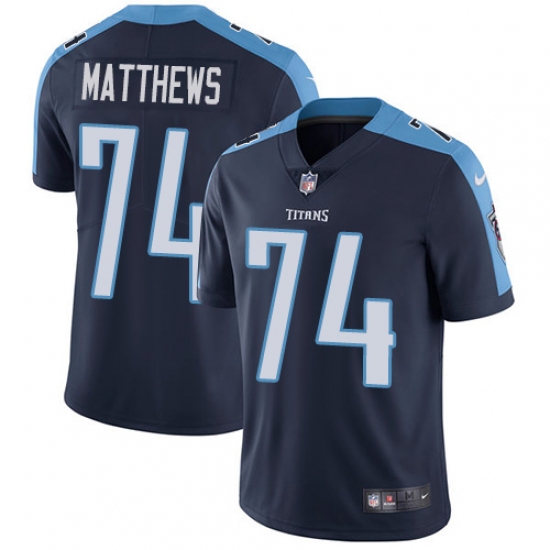 Youth Nike Tennessee Titans #74 Bruce Matthews Elite Navy Blue Alternate NFL Jersey - Ujersey