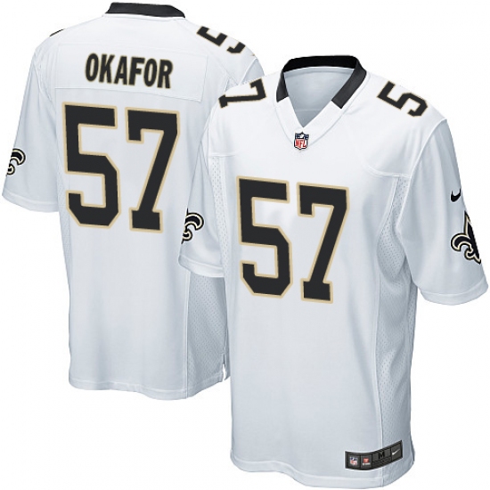 Men's Nike New Orleans Saints #91 Alex Okafor Game White NFL Jersey - Ujersey