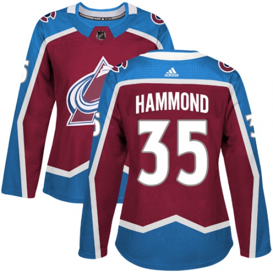 Women's Adidas Colorado Avalanche #35 Andrew Hammond Authentic Burgundy Red Home NHL Jersey - Ujersey