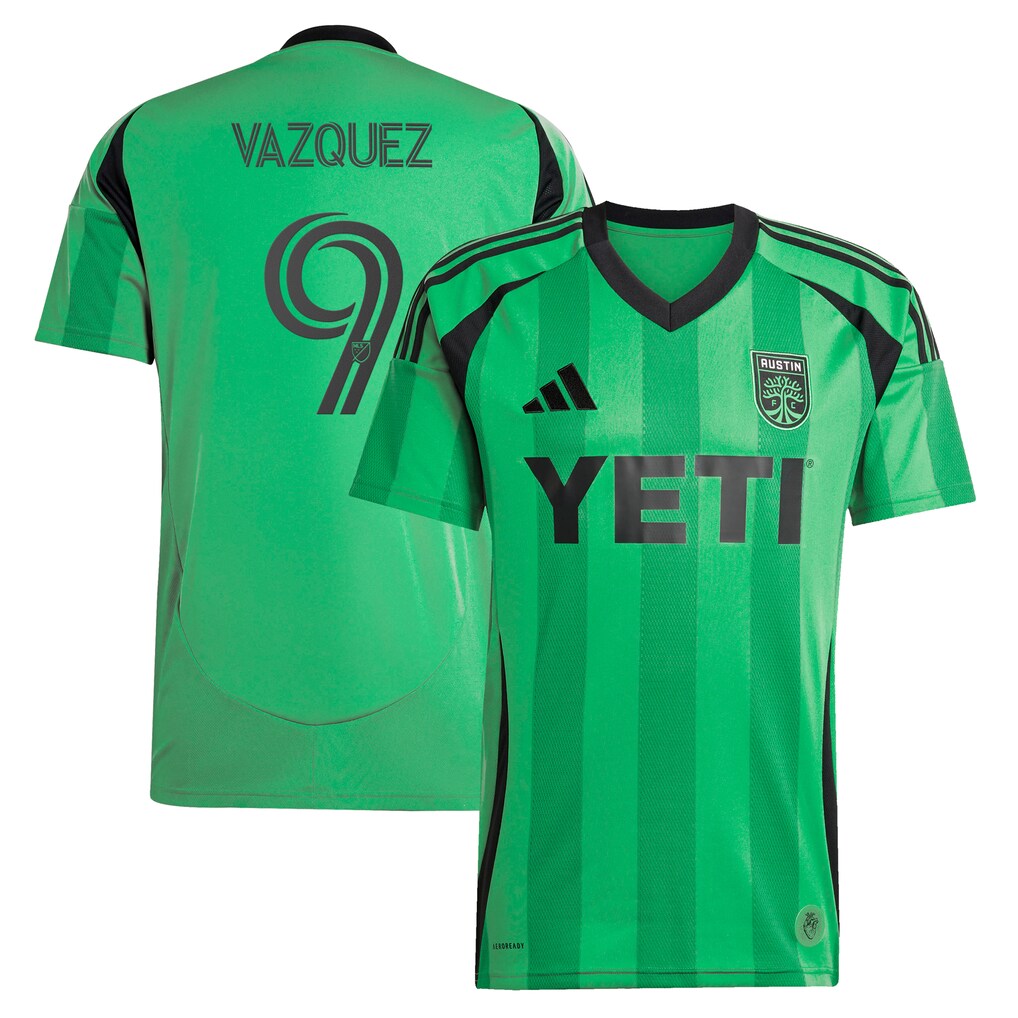 Men's Austin FC Brandon Vazquez adidas Green 2025 The Heartbeat Kit Replica Player Jersey - Ujersey