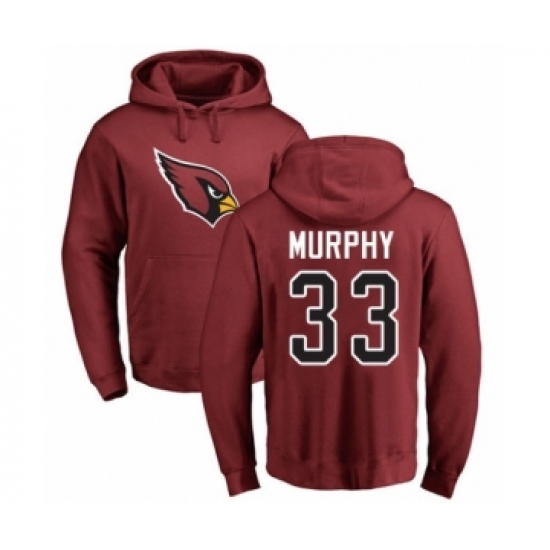 Football Arizona Cardinals #33 Byron Murphy Maroon Name & Number Logo Pullover Hoodie