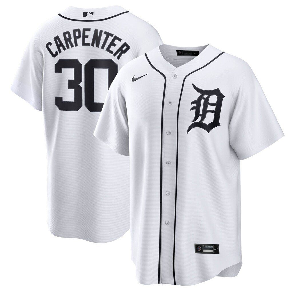 Men's  Detroit Tigers Kerry Carpenter Nike White Home Replica Jersey - Ujersey NHL