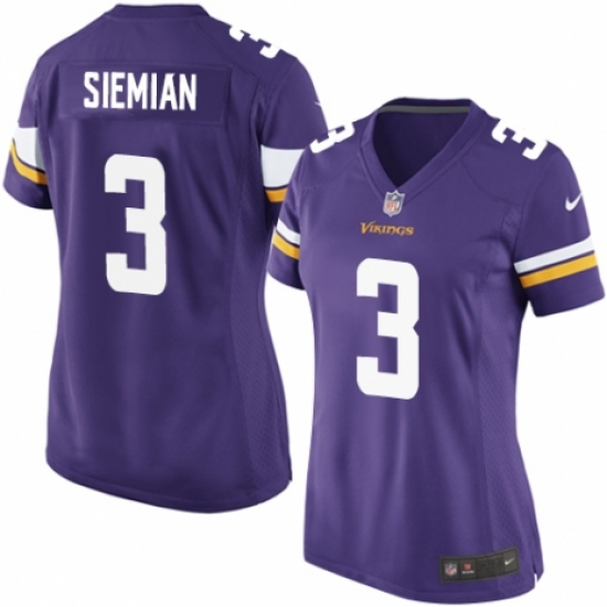 Women's Nike Minnesota Vikings #3 Trevor Siemian Game Purple Team Color NFL Jersey - Ujersey