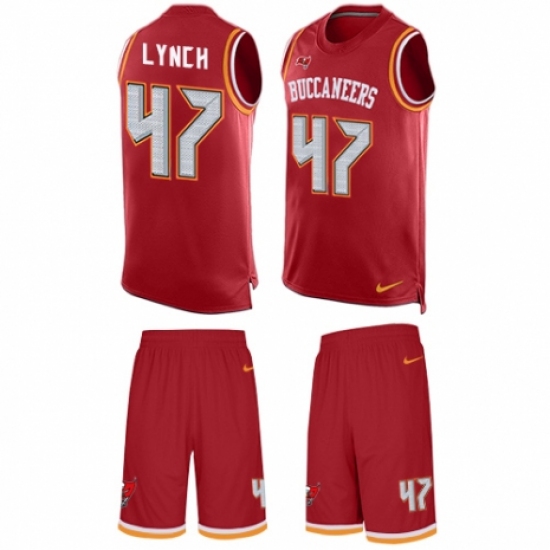 Men's Nike Tampa Bay Buccaneers #47 John Lynch Limited Red Tank Top Suit NFL Jersey - Ujersey