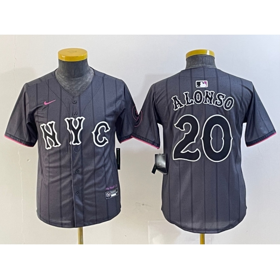 Youth New York Mets #20 Pete Alonso Grey 2024 City Connect Cool Base Stitched Jersey - Ujersey