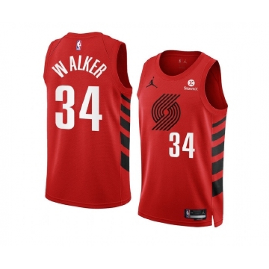 Men's Portland Trail Blazers #34 Jabari Walker 2022-23 Red Statement Edition Swingman Stitched Basketball Jersey - Ujersey