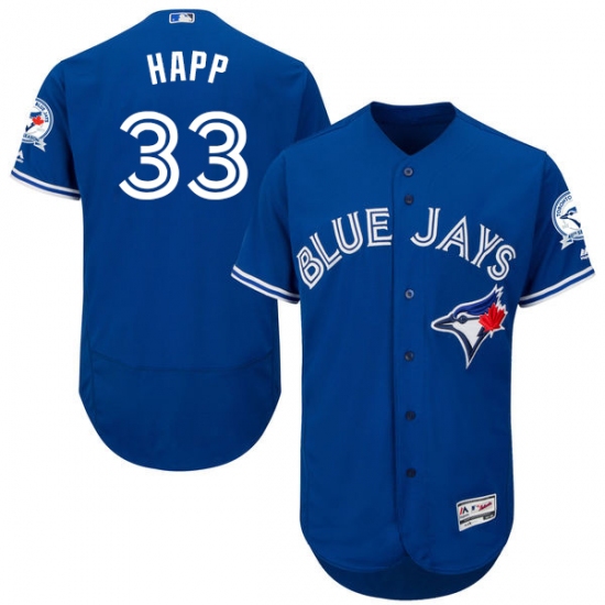 Men's Majestic Toronto Blue Jays #33 J.A. Happ Blue Alternate Flex Base Authentic Collection MLB Jersey - Ujersey