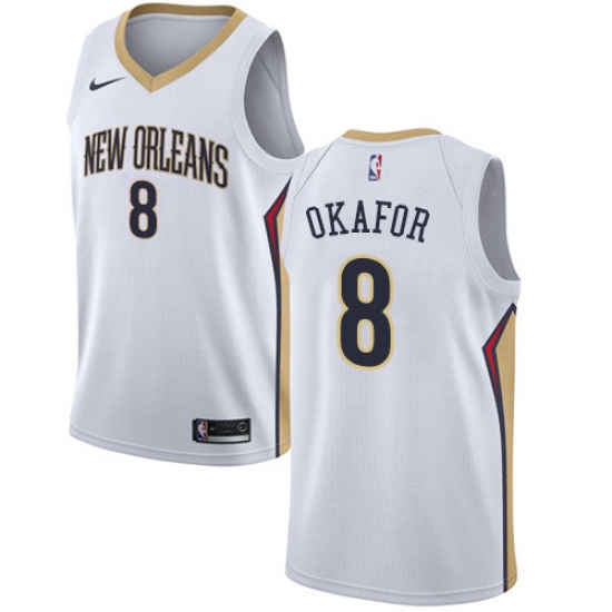 Men's Nike New Orleans Pelicans #8 Jahlil Okafor Swingman White NBA Jersey - Association Edition - Ujersey