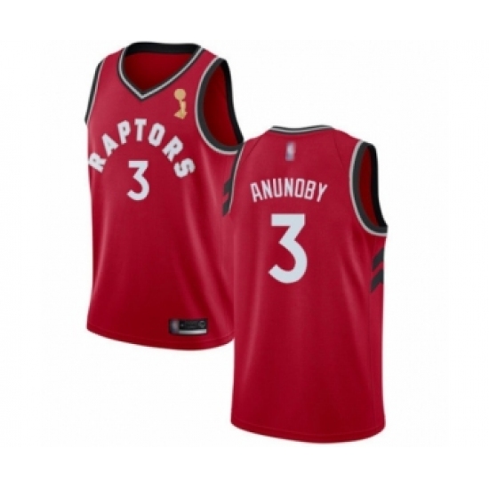 Men's Toronto Raptors #3 OG Anunoby Swingman Red 2019 Basketball Finals Champions Jersey - Icon Edition - Ujersey