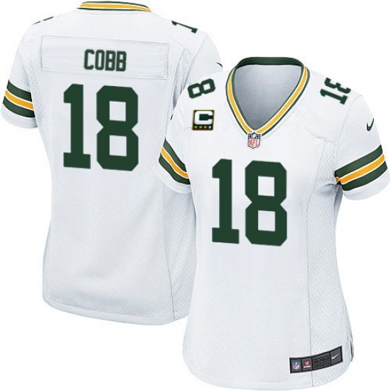 Women's Nike Green Bay Packers #18 Randall Cobb Elite White C Patch NFL Jersey - Ujersey