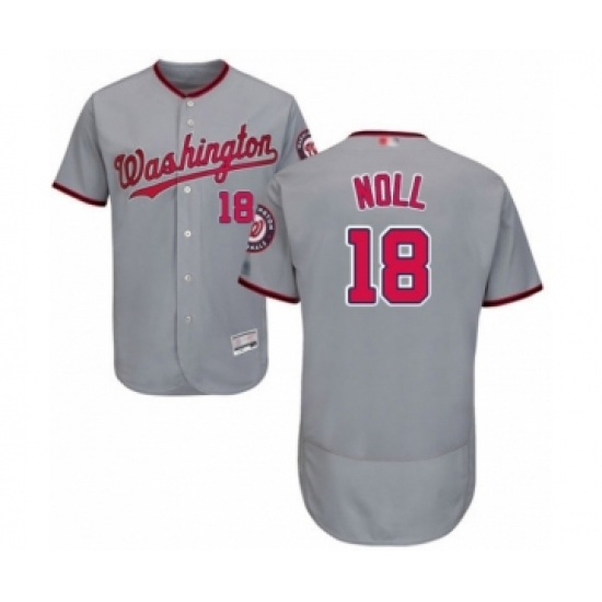 Men's Washington Nationals #18 Jake Noll Grey Road Flex Base Authentic Collection Baseball Player Jersey - Ujersey