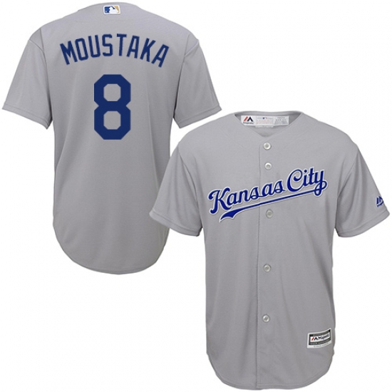 Youth Majestic Kansas City Royals #8 Mike Moustakas Authentic Grey Road Cool Base MLB Jersey - Ujersey