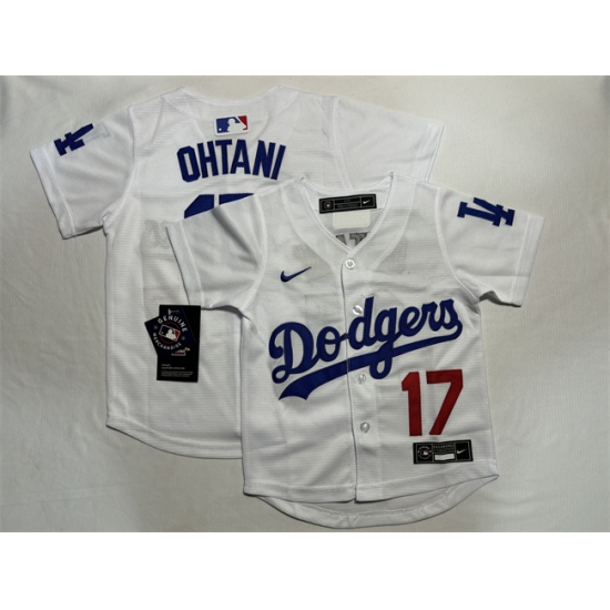 Toddler Los Angeles Dodgers #17 Shohei Ohtani White Stitched Baseball Jersey - Ujersey