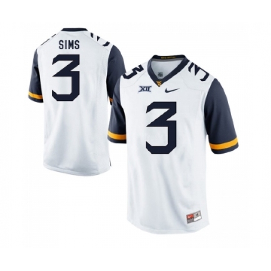West Virginia Mountaineers 3 Charles Sims White College Football Jersey - Ujersey
