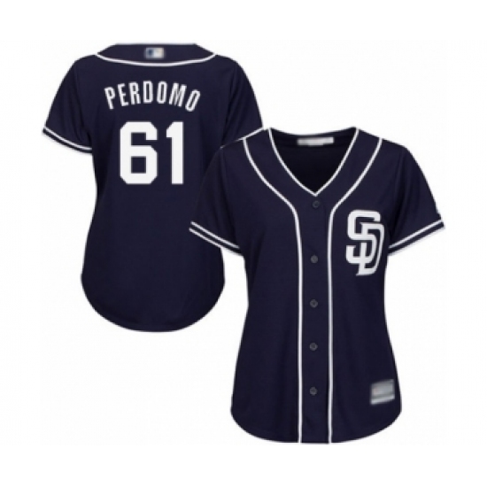 Women's San Diego Padres #61 Luis Perdomo Authentic Navy Blue Alternate 1 Cool Base Baseball Player Jersey