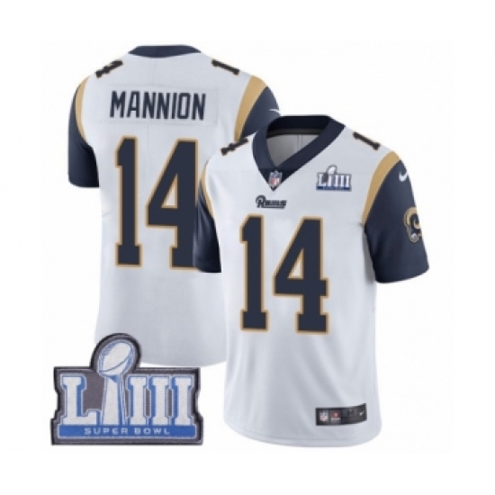 Youth Nike Los Angeles Rams #14 Sean Mannion White Vapor Untouchable Limited Player Super Bowl LIII Bound NFL Jersey - Ujersey
