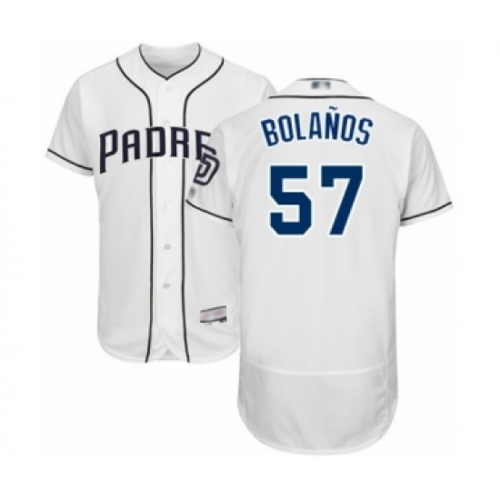Men's San Diego Padres #57 Ronald Bolanos White Home Flex Base Authentic Collection Baseball Player Jersey - Ujersey
