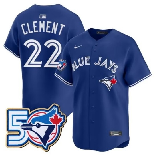 Men's Toronto Blue Jays 22 Ernie Clement 50th Anniversary Alternate Limited Jersey - Ujersey