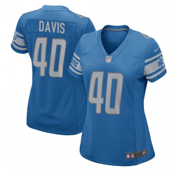 Women's Nike Detroit Lions #40 Jarrad Davis Game Light Blue Team Color NFL Jersey - Ujersey