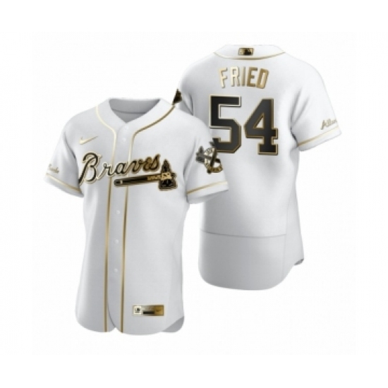 Men Atlanta Braves #54 Max Fried Nike White Authentic Golden Edition Jersey - Ujersey