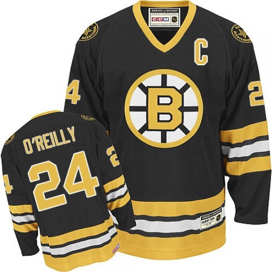 Men's CCM Boston Bruins #24 Terry O'Reilly Authentic Black Throwback NHL Jersey - Ujersey