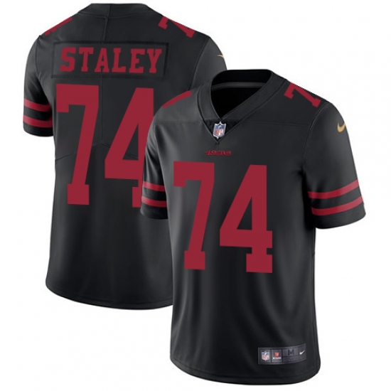 Men's Nike San Francisco 49ers #74 Joe Staley Black Vapor Untouchable Limited Player NFL Jersey - Ujersey