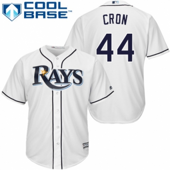 Youth Majestic Tampa Bay Rays #44 C. J. Cron Authentic White Home Cool Base MLB Jersey - Ujersey