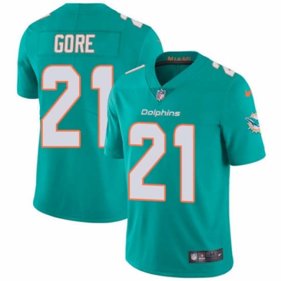 Youth Nike Miami Dolphins #21 Frank Gore Aqua Green Team Color Vapor Untouchable Limited Player NFL Jersey - Ujersey