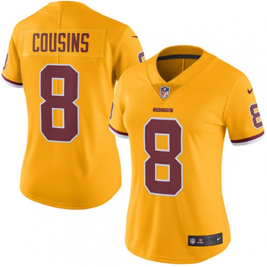 Women's Nike Washington Redskins #8 Kirk Cousins Limited Gold Rush Vapor Untouchable NFL Jersey
