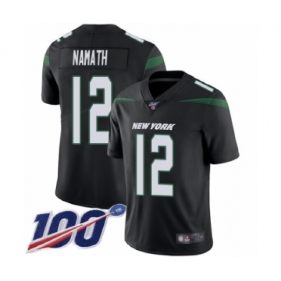 Men's New York Jets #12 Joe Namath Black Alternate Vapor Untouchable Limited Player 100th Season Football Jersey - Ujersey