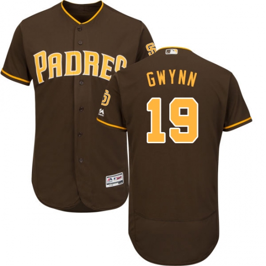 Men's Majestic San Diego Padres #19 Tony Gwynn Brown Alternate Flex Base Authentic Collection MLB Jersey - Ujersey