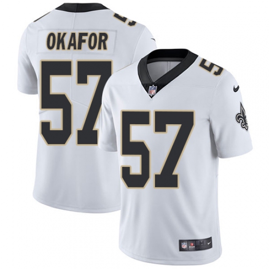 Men's Nike New Orleans Saints #91 Alex Okafor White Vapor Untouchable Limited Player NFL Jersey - Ujersey