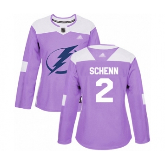 Women's Tampa Bay Lightning #2 Luke Schenn Authentic Purple Fights Cancer Practice Hockey Jersey - Ujersey