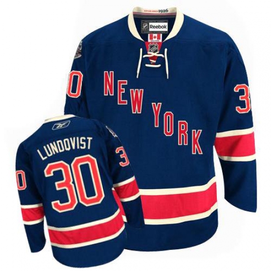 Youth Reebok New York Rangers #30 Henrik Lundqvist Authentic Navy Blue Third NHL Jersey - Ujersey