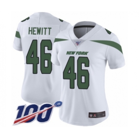 Women's New York Jets #46 Neville Hewitt White Vapor Untouchable Limited Player 100th Season Football Jersey - Ujersey