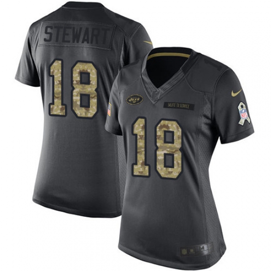 Women's Nike New York Jets #18 ArDarius Stewart Limited Black 2016 Salute to Service NFL Jersey - Ujersey