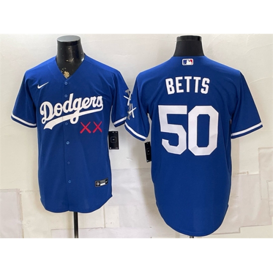 Men's Los Angeles Dodgers x KAWS #50 Mookie Betts Royal Vapor Premier Limited Stitched Baseball Jersey - Ujersey