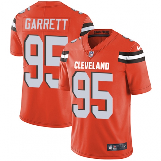 Youth Nike Cleveland Browns #95 Myles Garrett Orange Alternate Vapor Untouchable Limited Player NFL Jersey - Ujersey