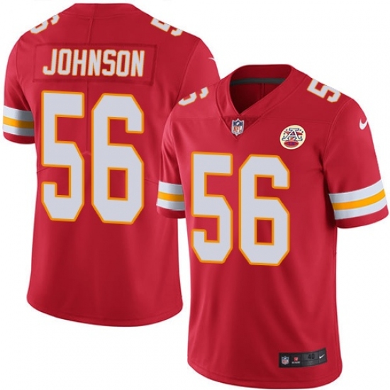 Men's Nike Kansas City Chiefs #56 Derrick Johnson Red Team Color Vapor Untouchable Limited Player NFL Jersey - Ujersey