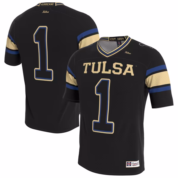 Youth GameDay Greats Tulsa Golden Hurricane Lightweight Collegiate Football Blackout Fashion Jersey - Ujersey
