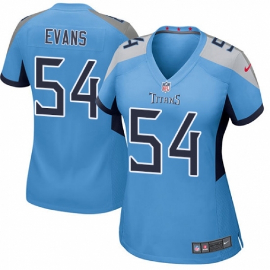 Women's Nike Tennessee Titans #54 Rashaan Evans Game Light Blue Alternate NFL Jersey - Ujersey