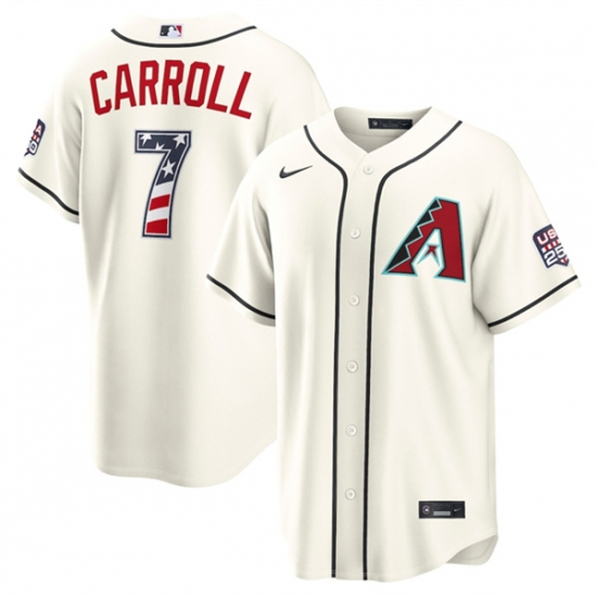 Men's Arizona Diamondbacks #7 Corbin Carroll Cream 2026 USA 250 Fourth of July Home Stadium Stitched Baseball Jersey