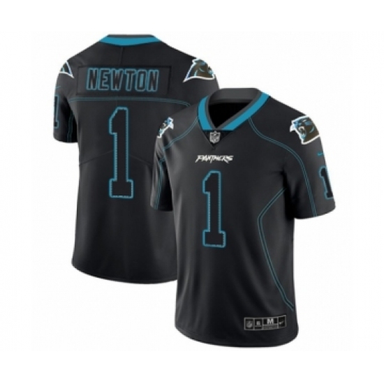 Men's Nike Carolina Panthers #1 Cam Newton Limited Lights Out Black Rush NFL Jersey - Ujersey