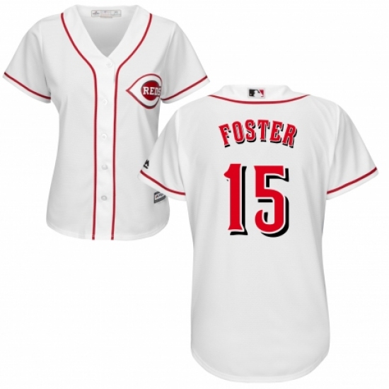 Women's Majestic Cincinnati Reds #15 George Foster Replica White Home Cool Base MLB Jersey - Ujersey