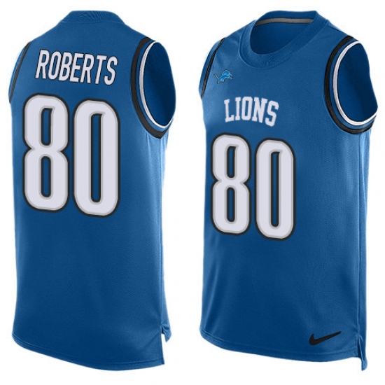 Men's Nike Detroit Lions #80 Michael Roberts Limited Light Blue Player Name & Number Tank Top NFL Jersey - Ujersey