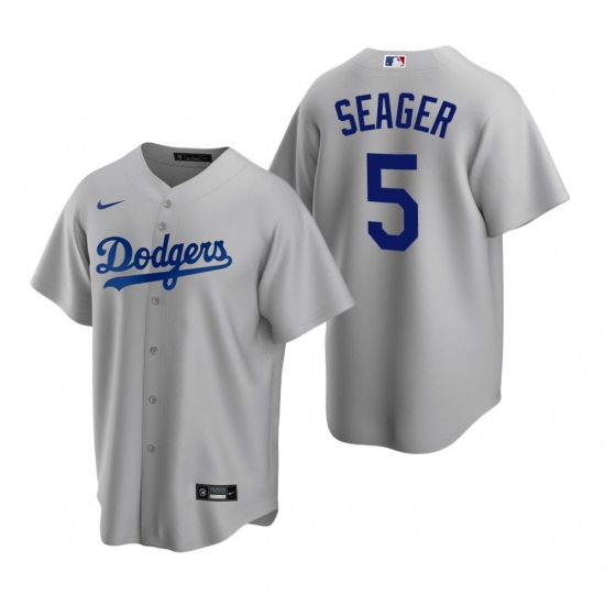 Men's Nike Los Angeles Dodgers #5 Corey Seager Gray Alternate Stitched Baseball Jersey - Ujersey
