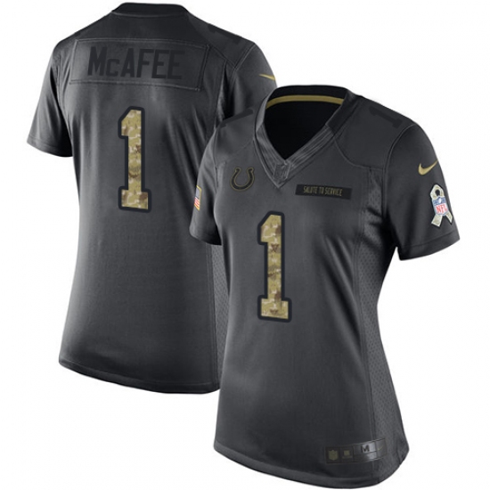 Women's Nike Indianapolis Colts #1 Pat McAfee Limited Black 2016 Salute to Service NFL Jersey - Ujersey
